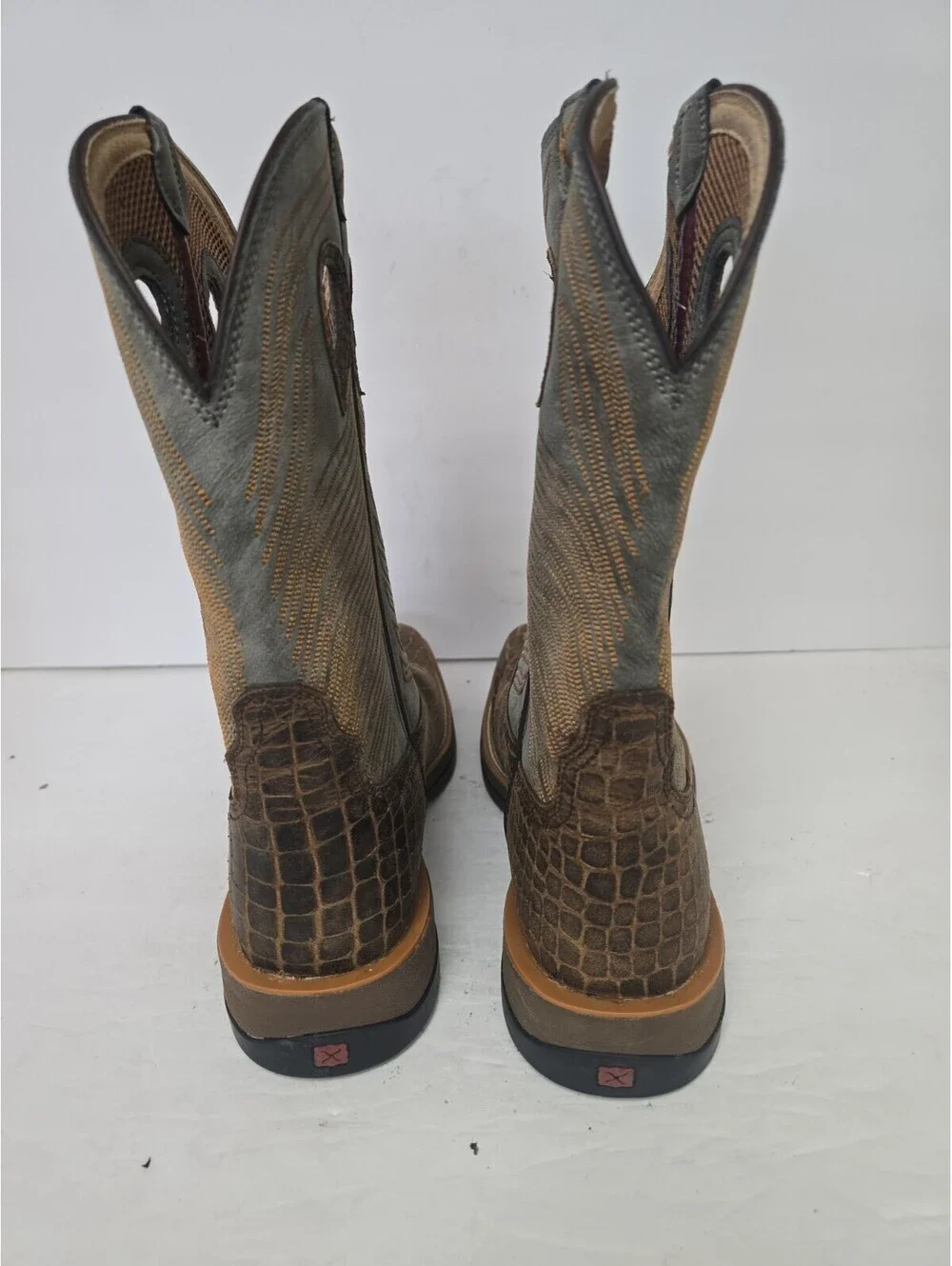 Twisted X Men's MXW003 WS Caiman Print Soft Toe Tech X Boot Brown Gray Size 11D